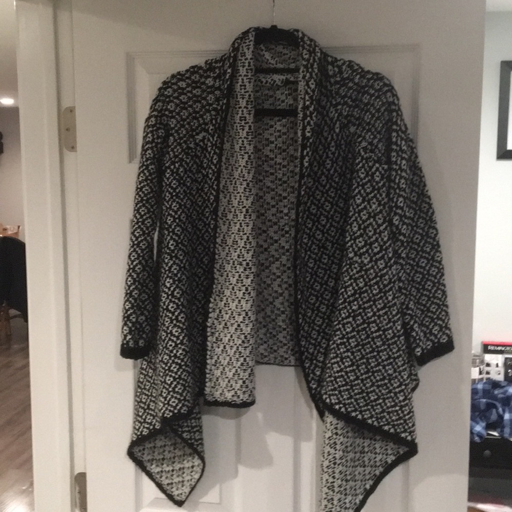 Black and white stitched cardigan